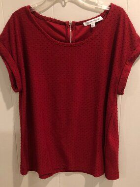 Rose & Olive Red/Burgundy Top, Size L